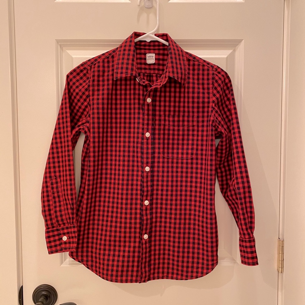 GAP KIDS red/black gingham button up boys L